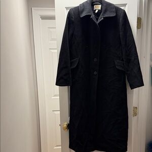 Talbots Elegant Black Wool Trench Coat